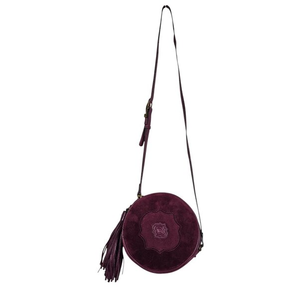 orYany Embossed Leather Suede Canteen Crossbody Bag, Burgundy - Picture 1 of 10